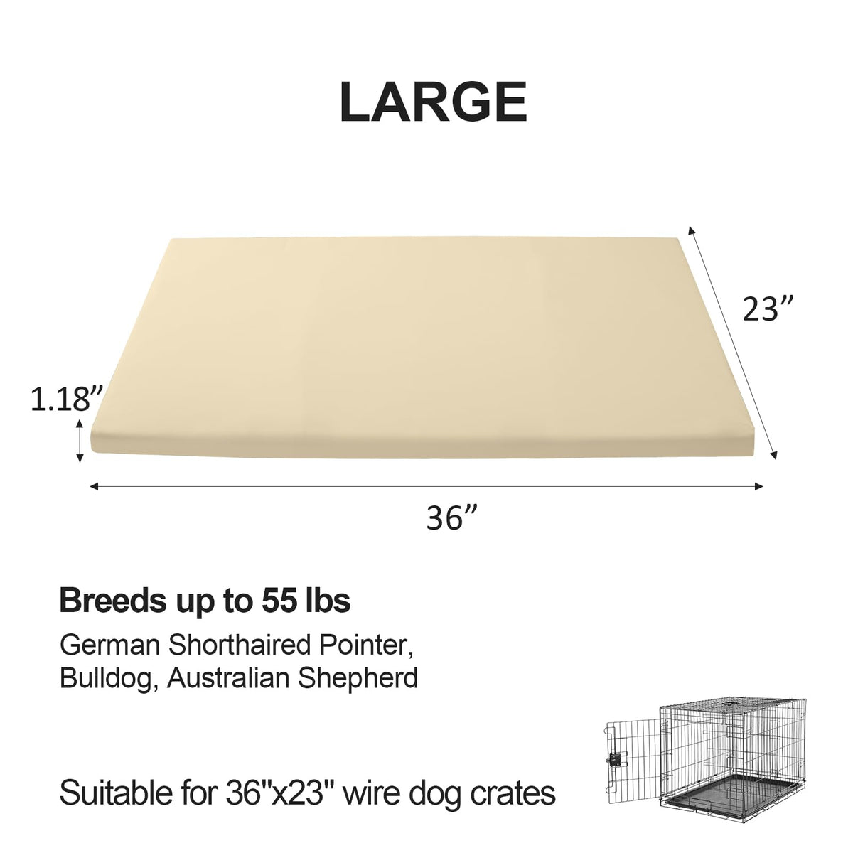 Liliowons Pet Bed Mat in 36"L x 23"W, Khaki