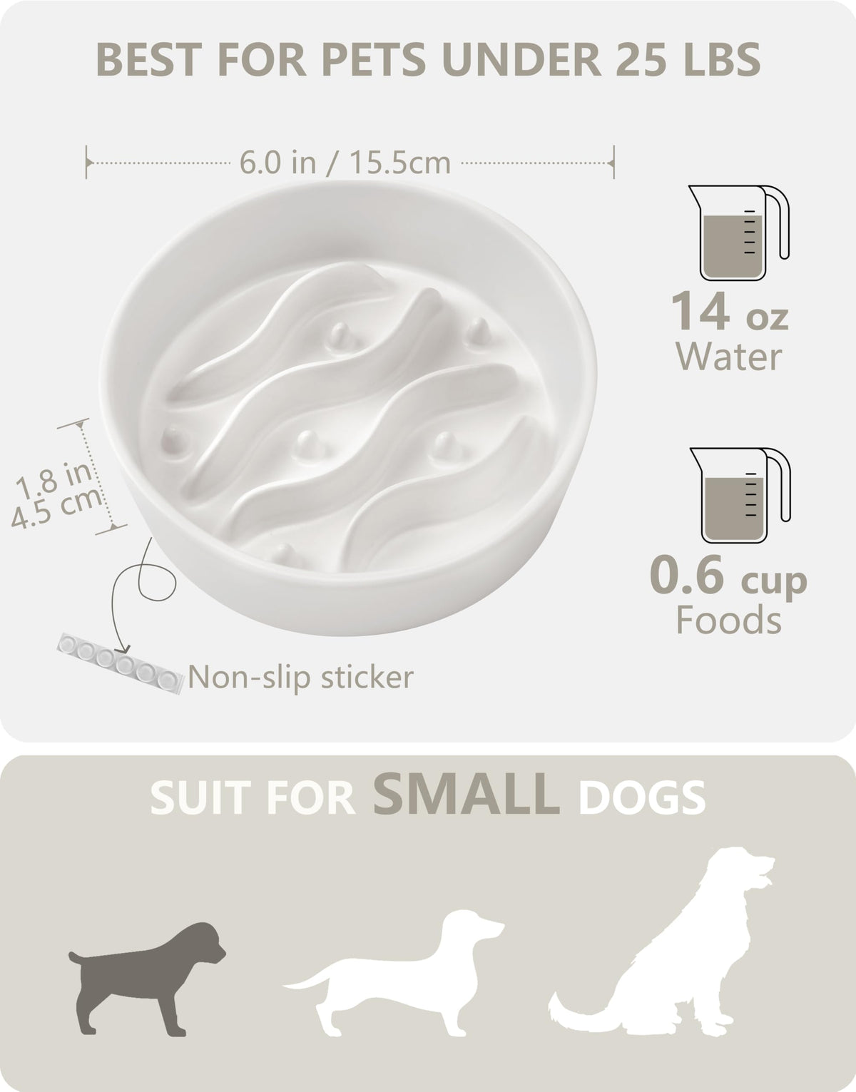 MOPANG Pet Feeder in 6 Inches, White