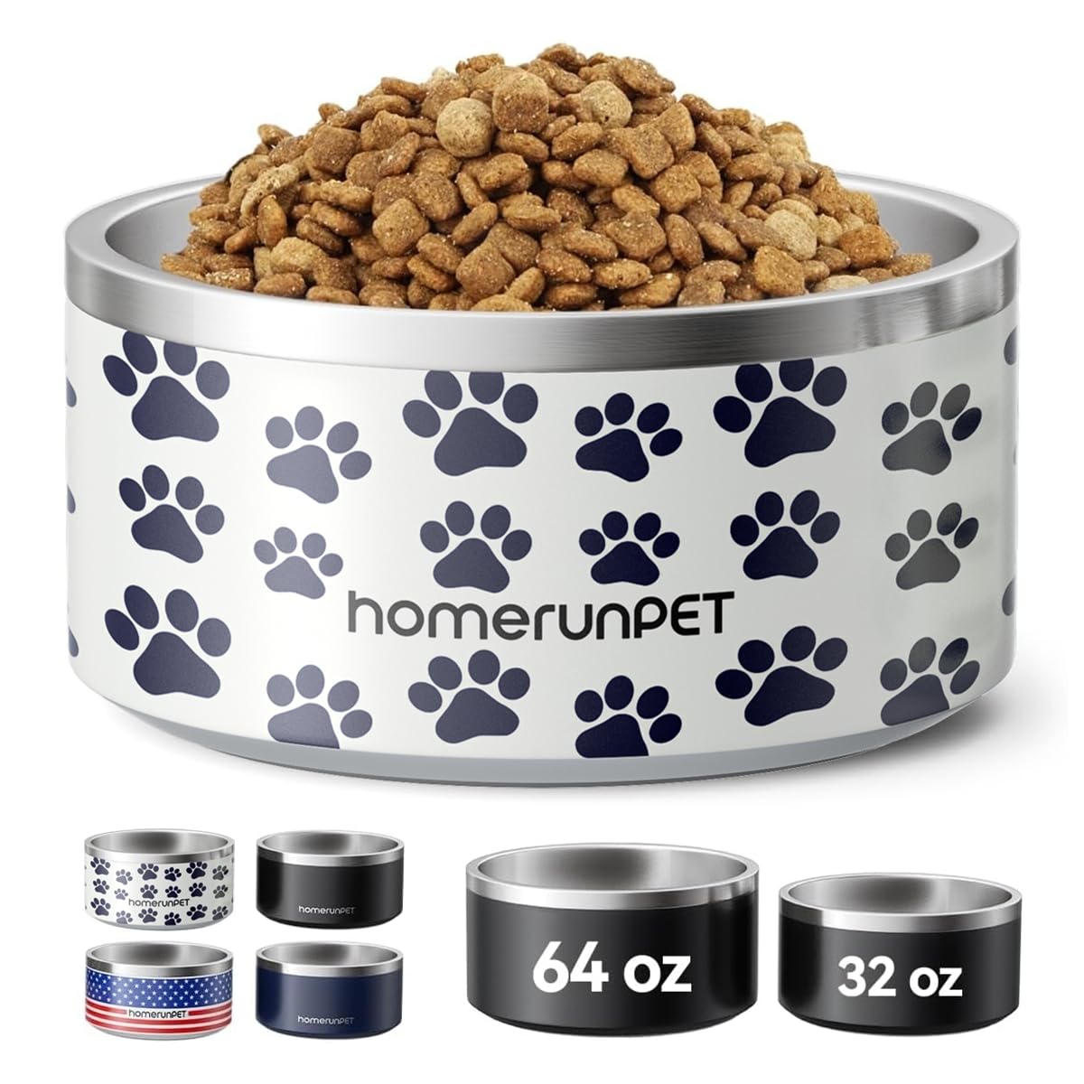 HomeRunPet Pet Feeder in 32oz, Paw Print