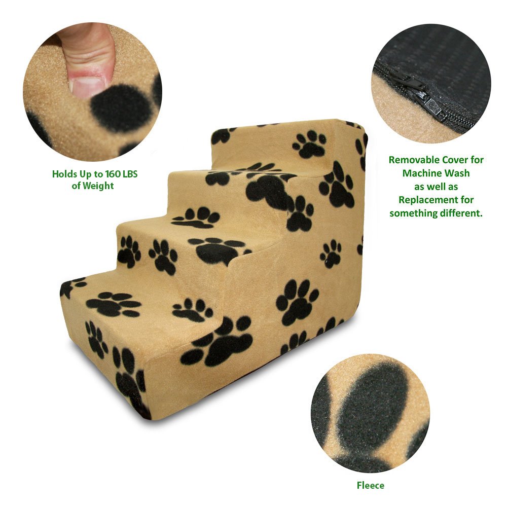 Best Pet Supplies Animal Stair in H: 18 Inches, Paw Print on Beige