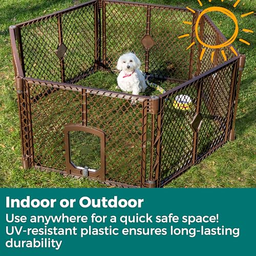MYPET Pet Playpen in 2-Panel Extension, Espresso