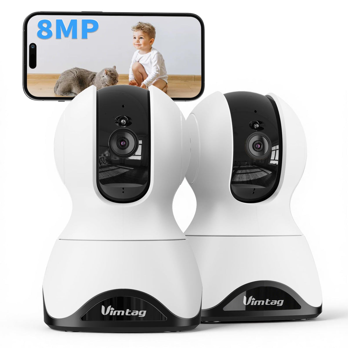 VIMTAG Security Camera in 4K-2Pack, Black&White