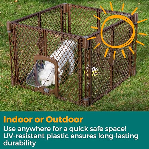 MYPET Pet Playpen in 4-Panel, Brown