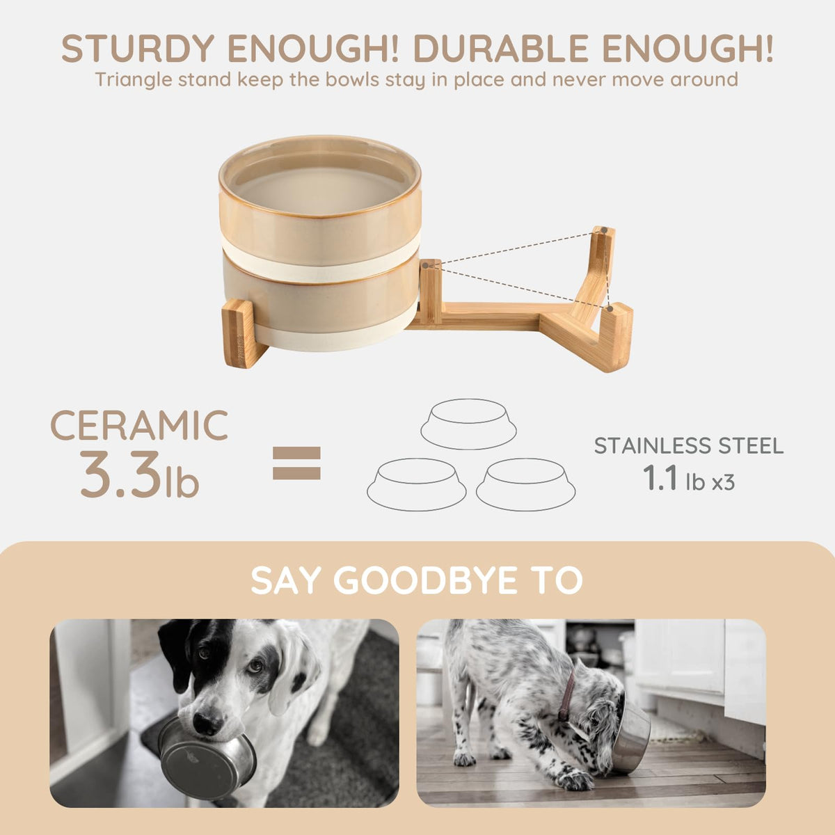 SPUNKYJUNKY Pet Feeder in 1.7 cups, Pattern Brown × 2
