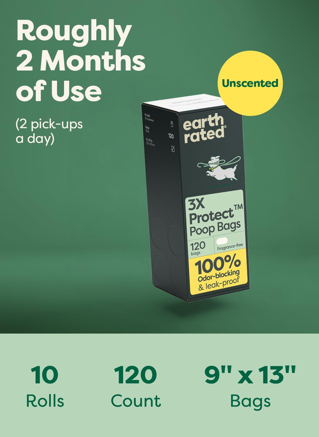 Earth Rated Waste Bag in 1 Count (Pack of 120), Black/White