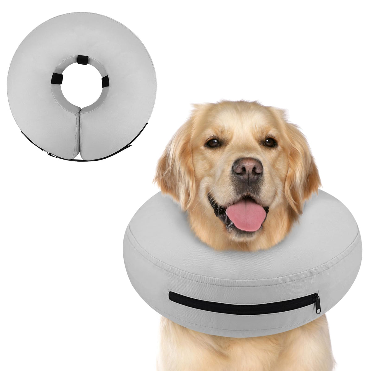 Supet Animal Recovery Collar Cone in L(Neck 12"-16"), Solid Grey