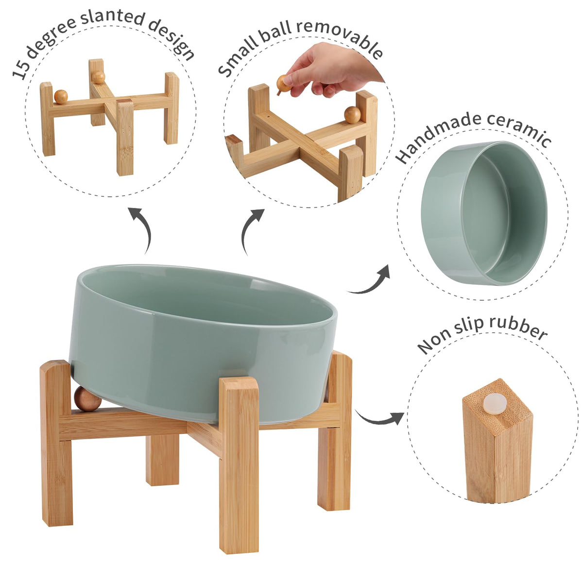 DJJJOOYS Pet Feeder in Slanted Small Dog Bowl, Light Green
