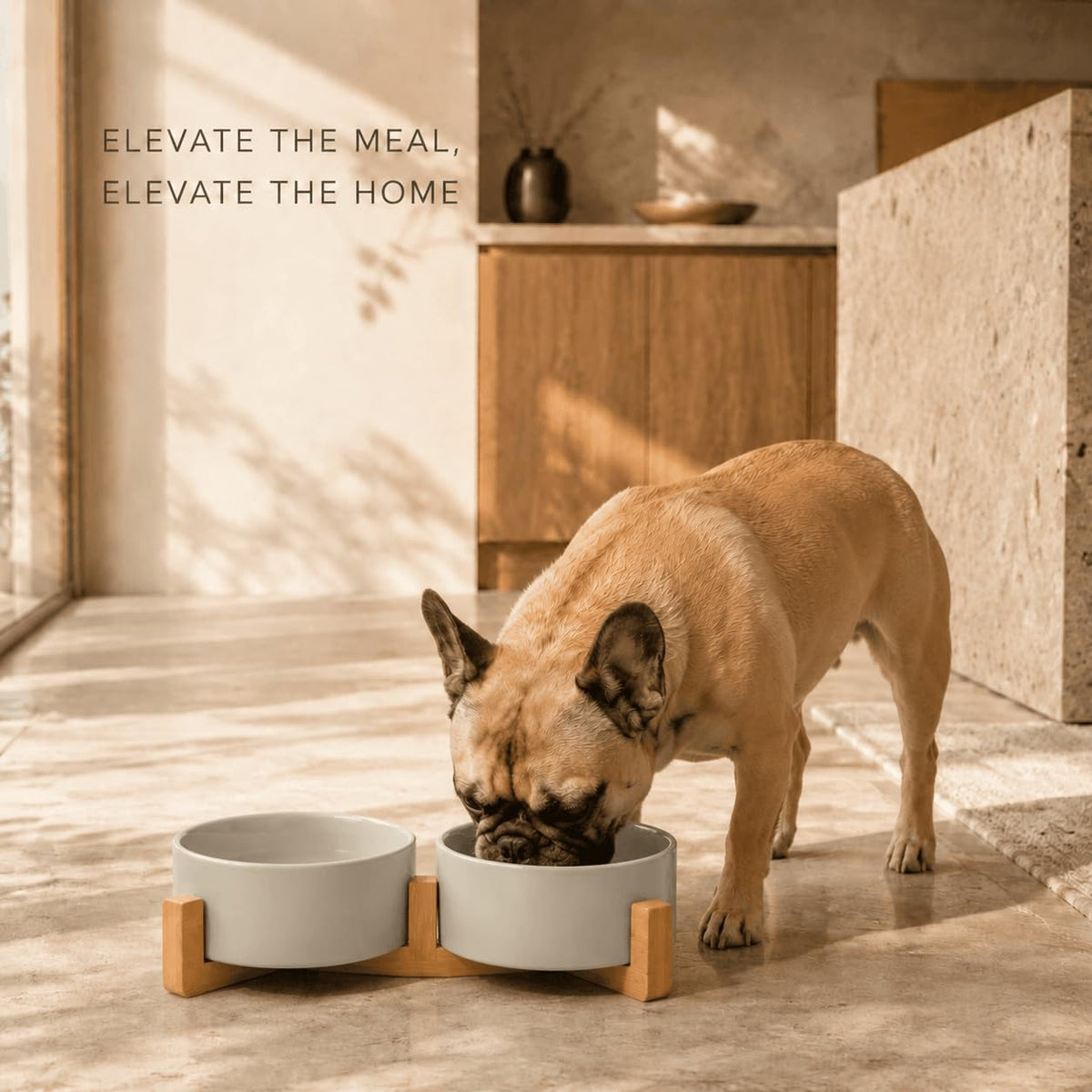 SPUNKYJUNKY Pet Feeder in 3.6 cups, Grey × 2