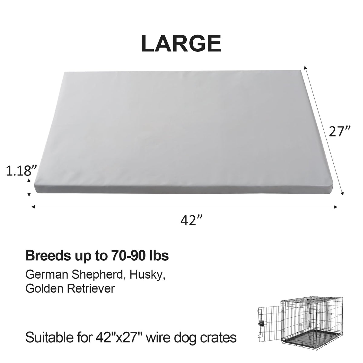 Liliowons Pet Bed Mat in 42"L x 27"W, Gray
