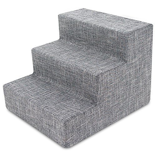 Best Pet Supplies Animal Stair in H: 13.5 Inches, Ash Gray Linen