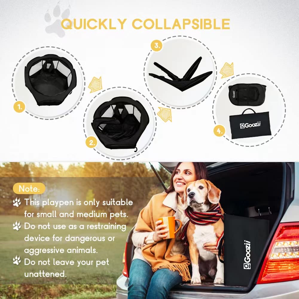 Goozii Pet Playpen in S [29" x 29" x 17"], Black