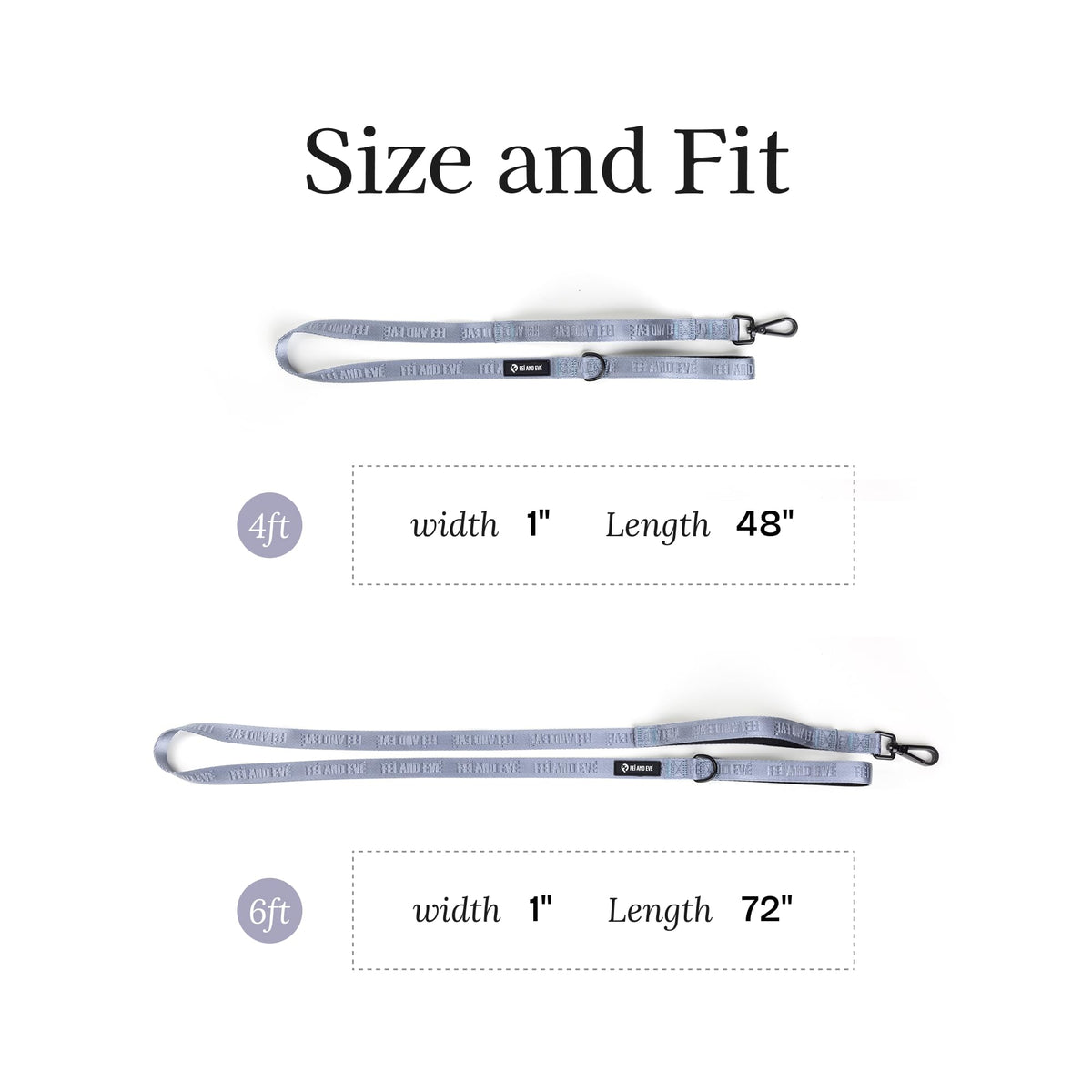 Fei and Eve Leash in 4FT, Twilight Gray