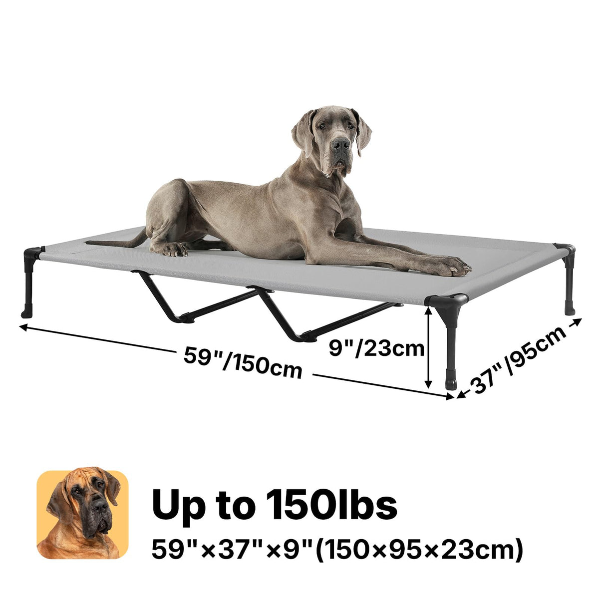 Veehoo Pet Bed Mat in 59.0"L x 37.5"W x 9.0"Th, Silver Gray