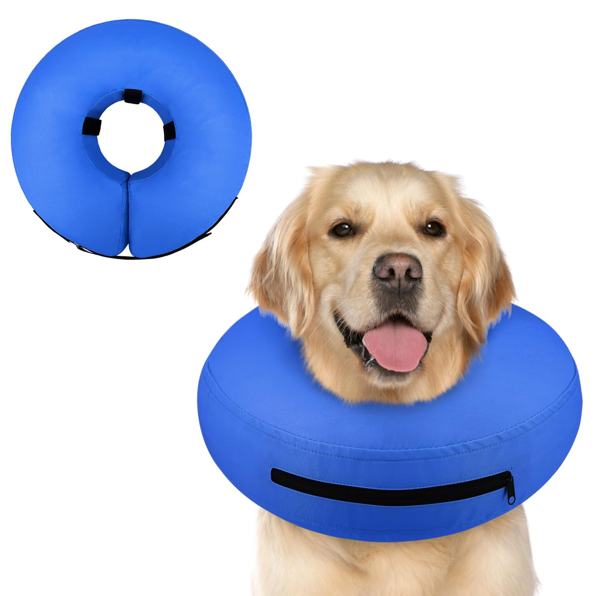 Supet Animal Recovery Collar Cone in L(Neck 12"-16"), Solid Blue