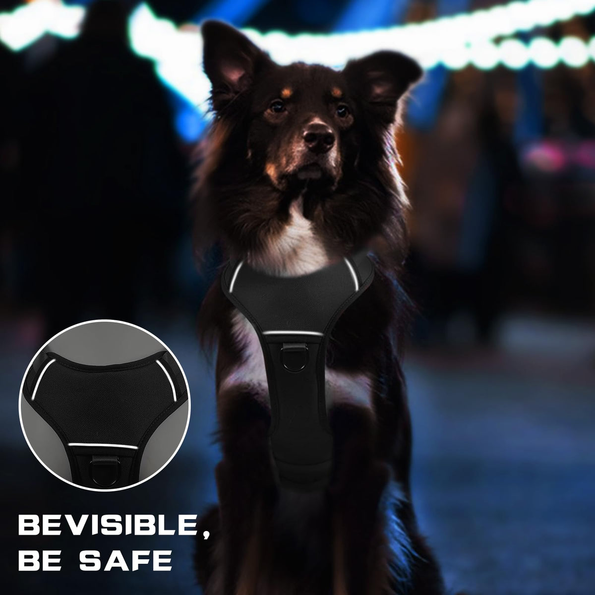 Jane Shine Animal Harness in S(Neck:14-18",Chest:17-24"), Black