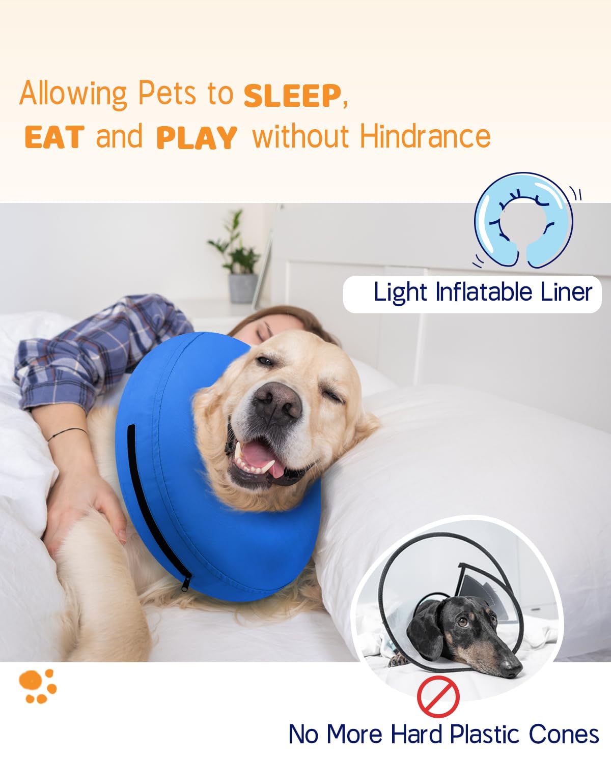 Supet Animal Recovery Collar Cone in XS(Neck 4"-7"), Solid Blue
