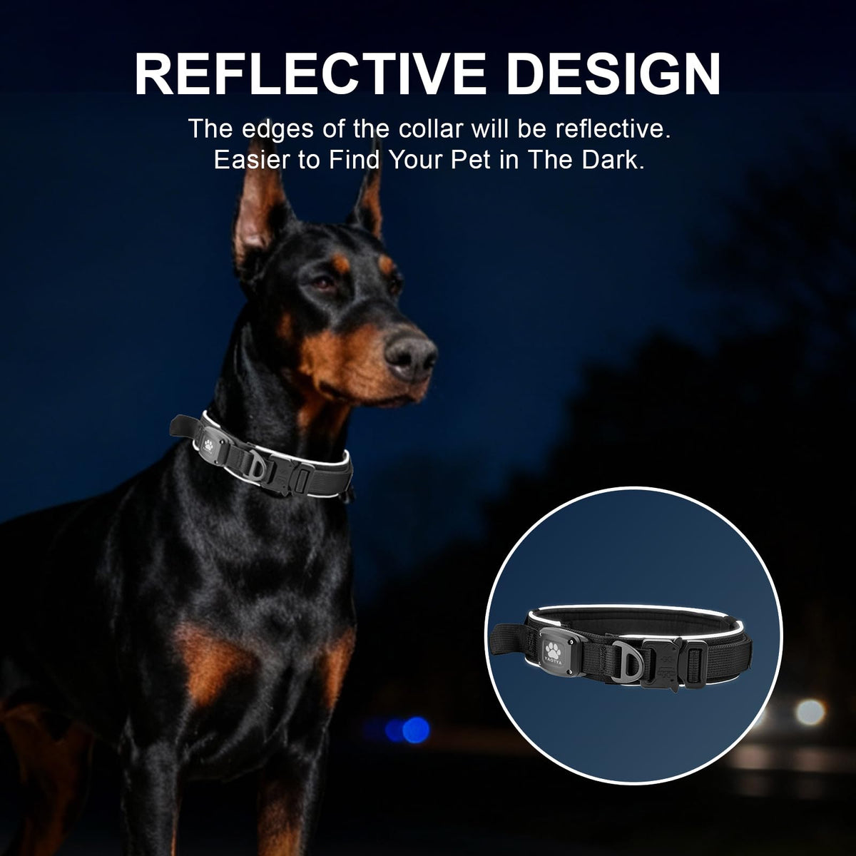 YaoTya Animal Collar in M(15"-18.5"), Black