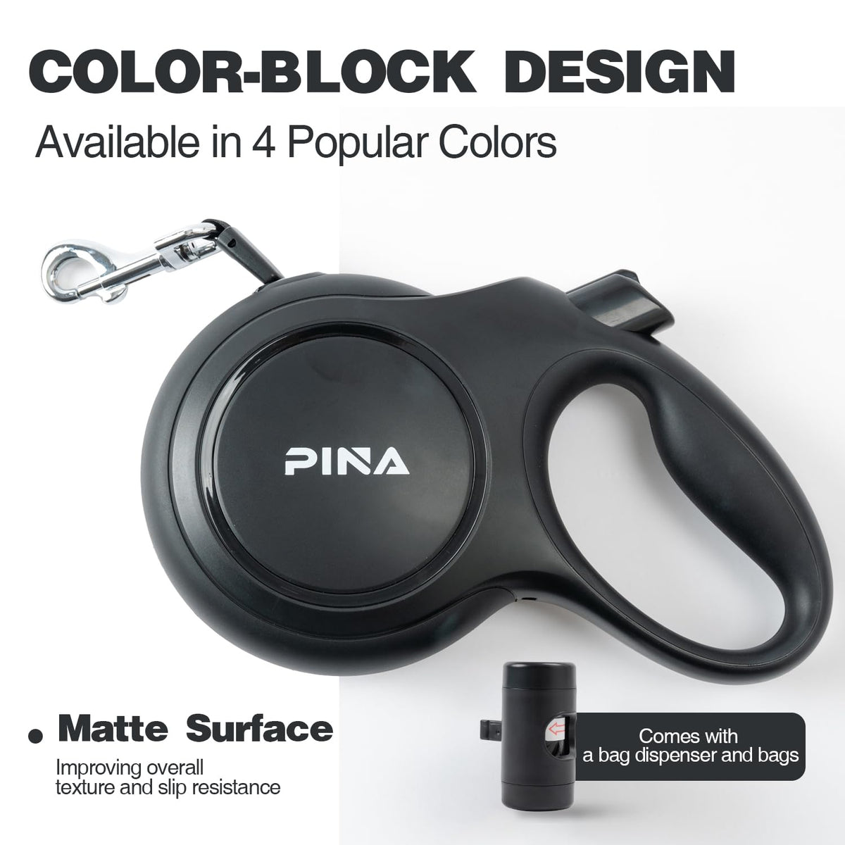 Pina Leash in 26 ft, Black