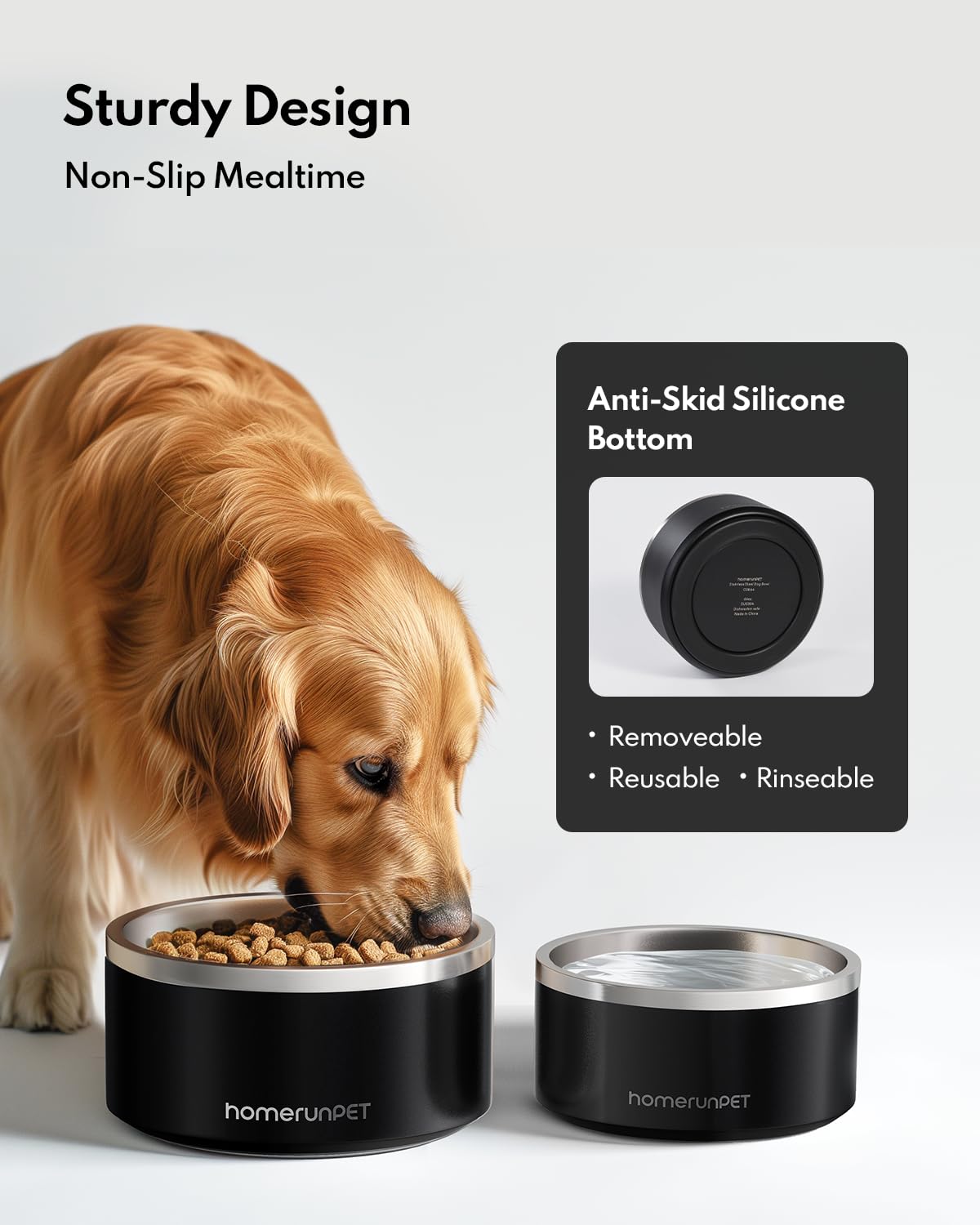 HomeRunPet Pet Feeder in 1L, Steel Blue