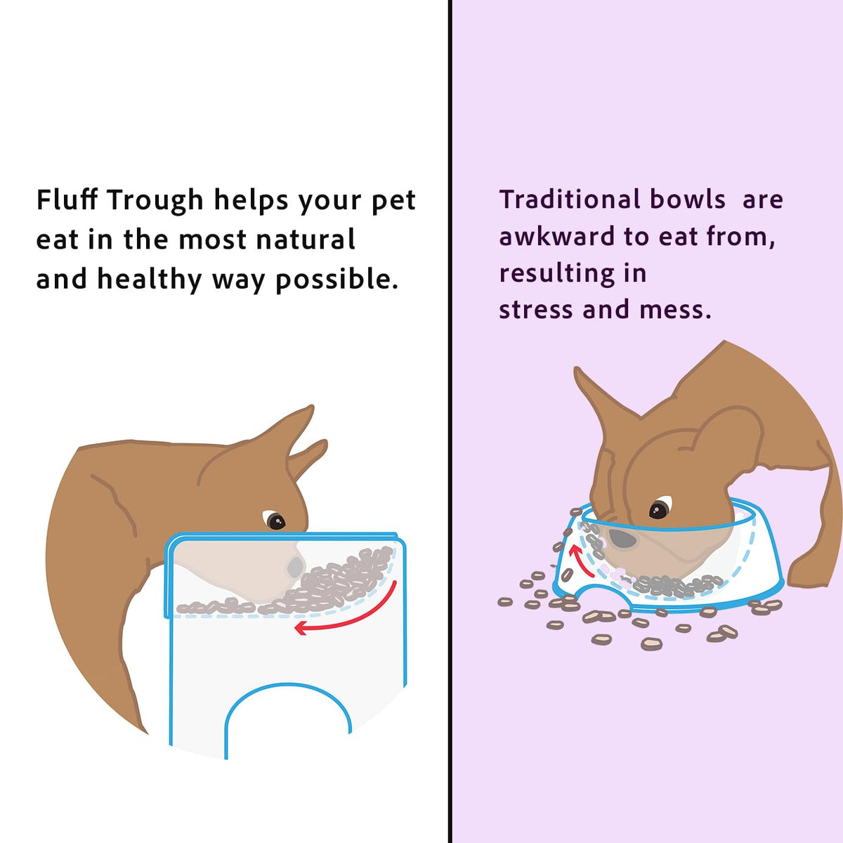Fluff Trough Pet Feeder in Gray