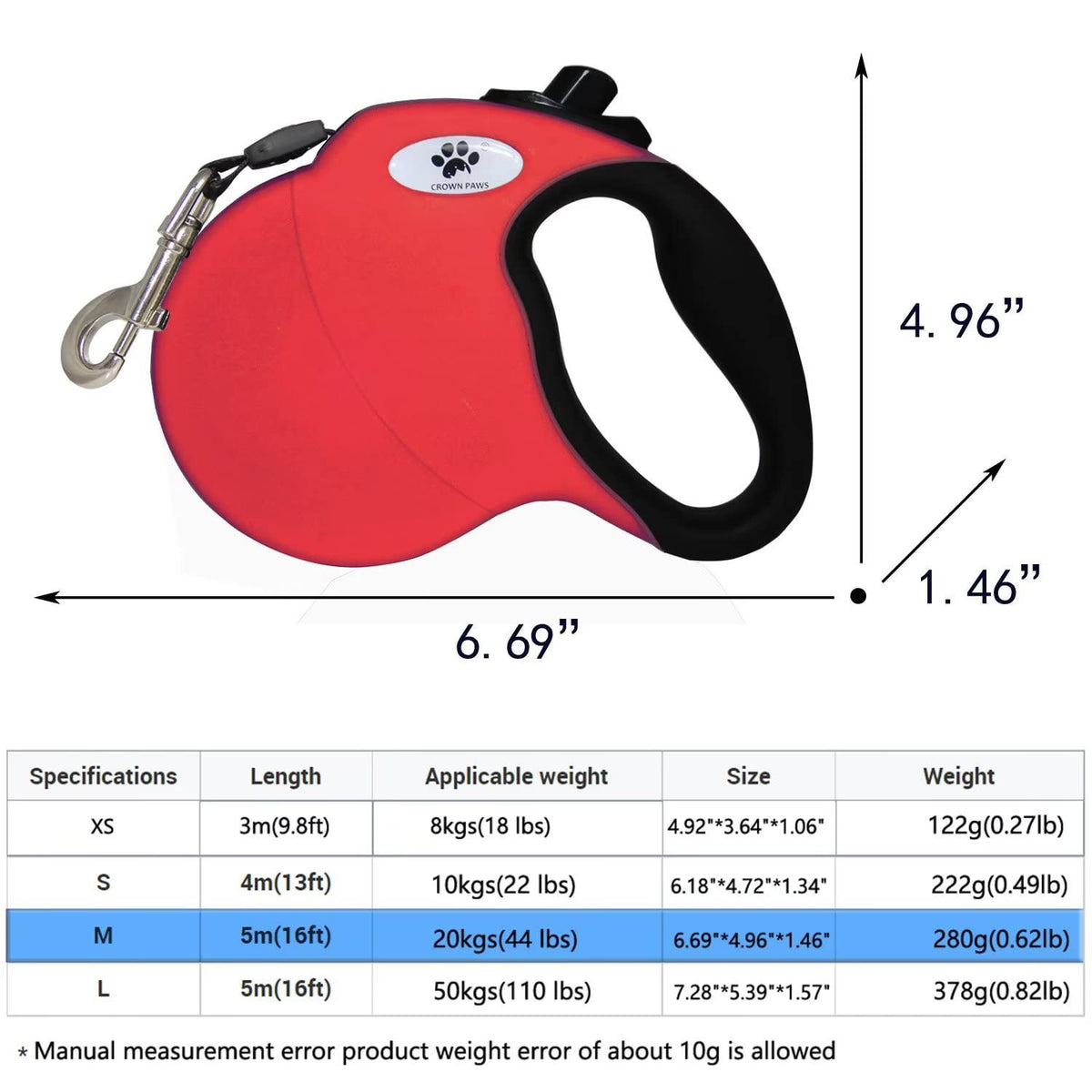 CROWN PAWS Leash in Medium, Red