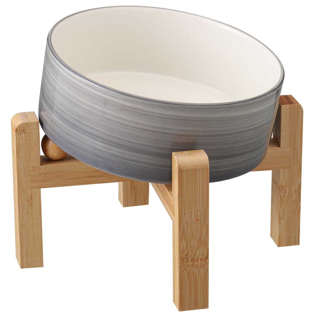 DJJJOOYS Pet Feeder in Slanted Small Dog Bowl, Grey White