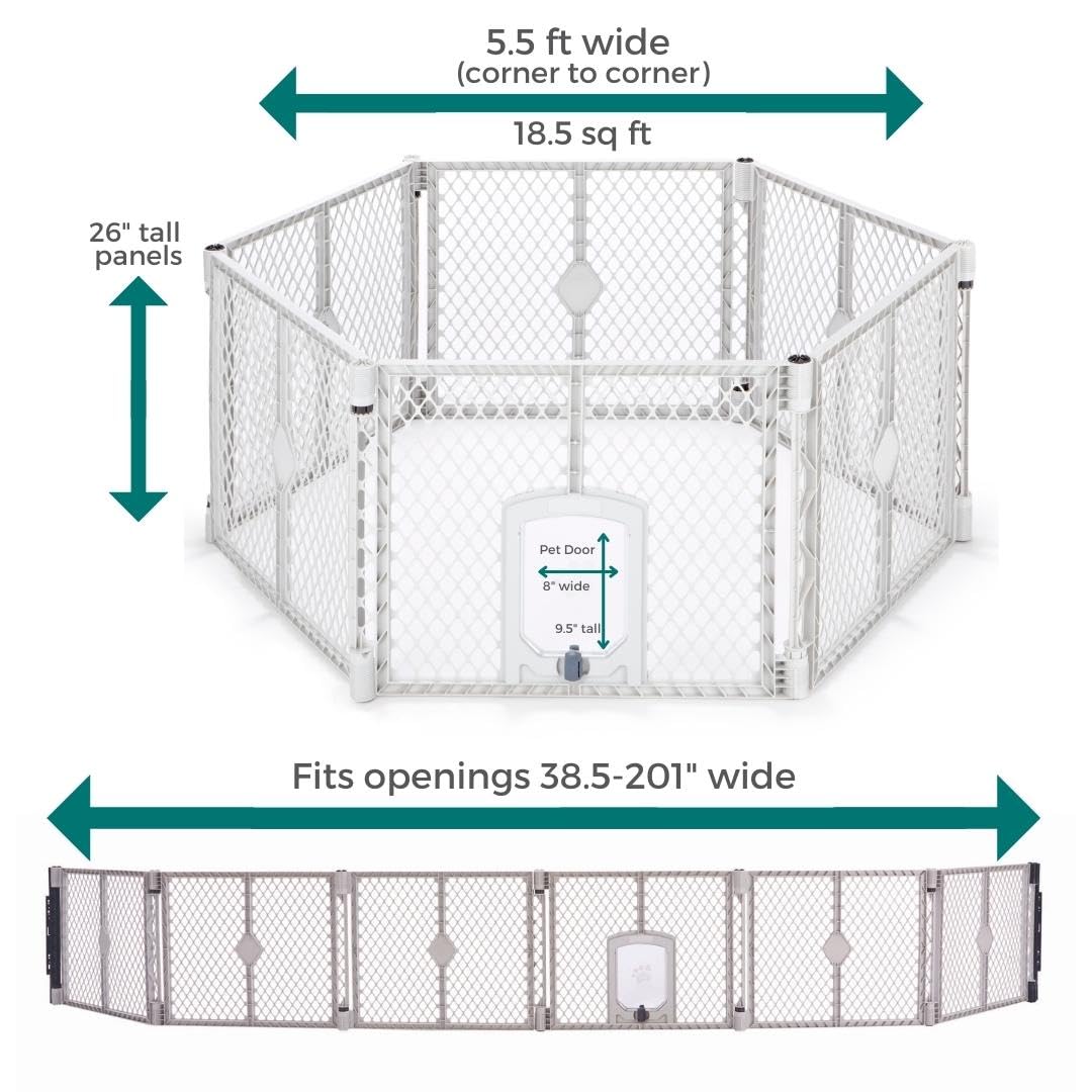 MYPET Pet Playpen in 6-Panel Barrier, Light Gray