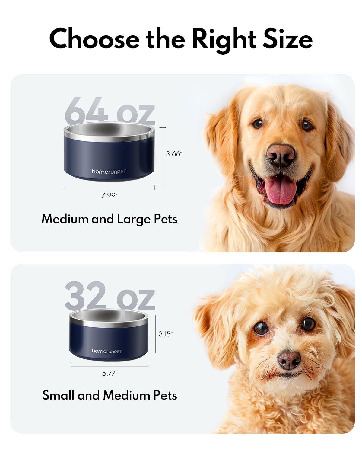 HomeRunPet Pet Feeder in 32oz, Navy