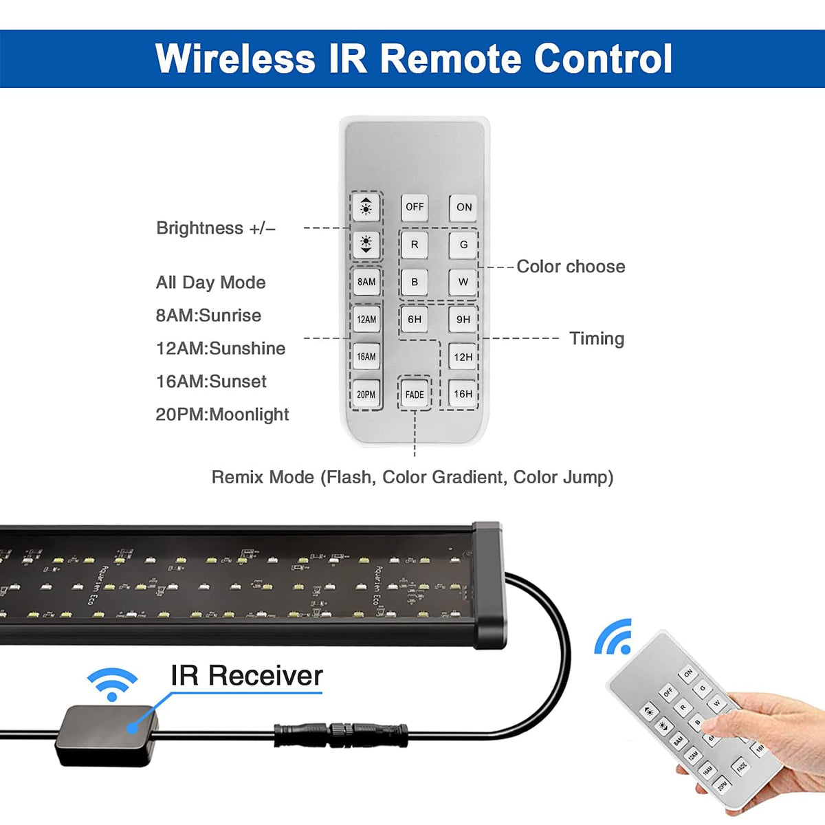 KZKR Lamp in Remote Control Multicolor 60-72 Inch(24+36"), mutil
