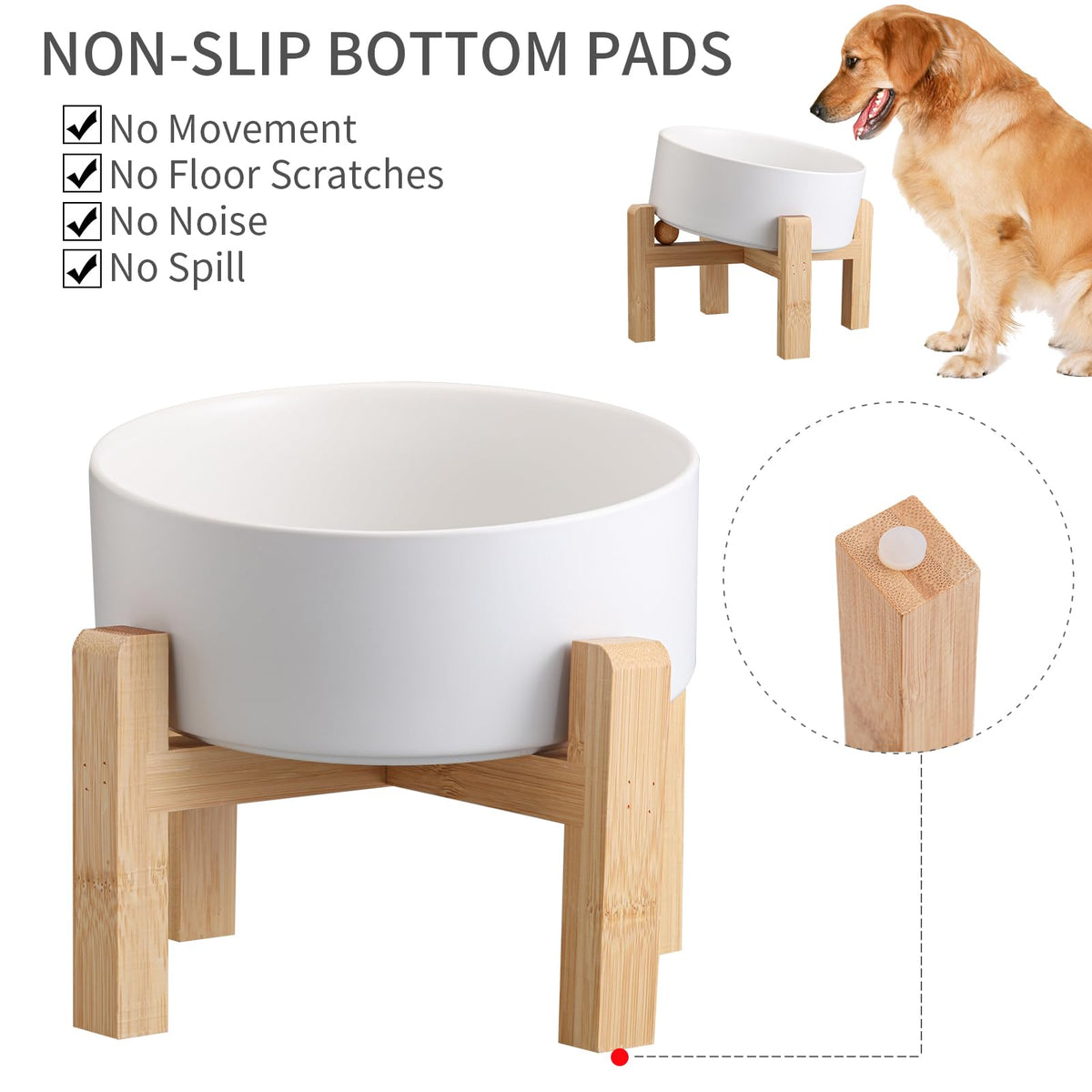 DJJJOOYS Pet Feeder in Slanted Small Dog Bowl, White