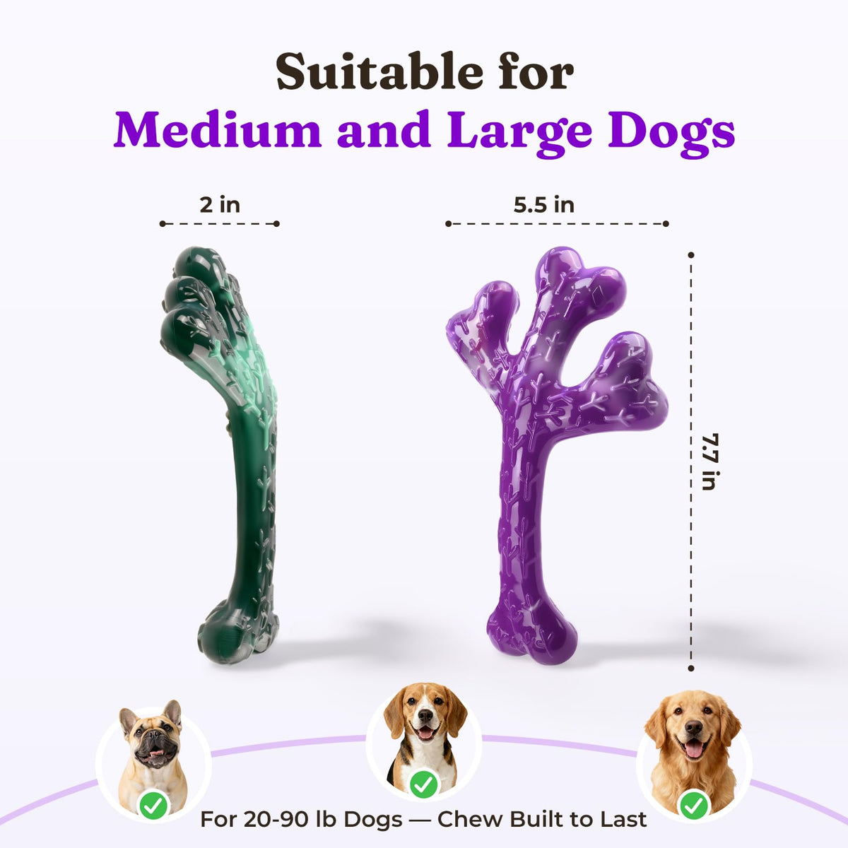Frienhund Pet Toy in 3 Pack, Deep purple-3-Pack