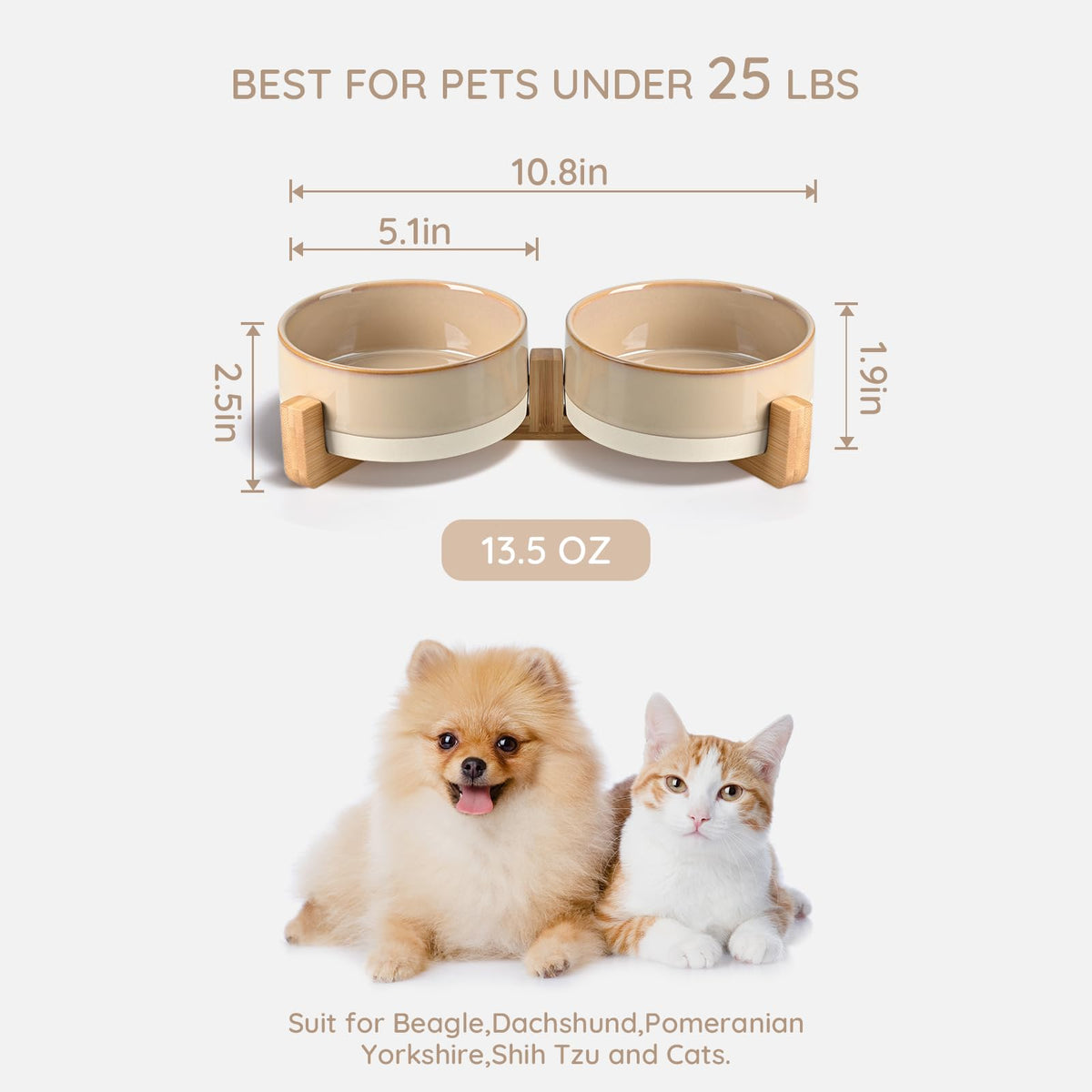 SPUNKYJUNKY Pet Feeder in 1.7 cups, Pattern Brown × 2