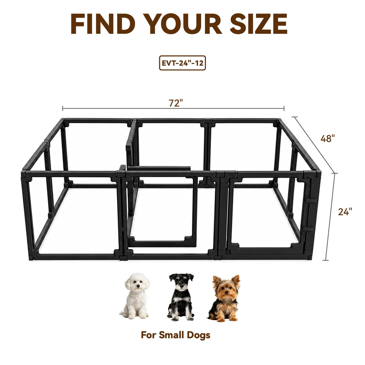 EVOTAILS Pet Playpen in 24", Black