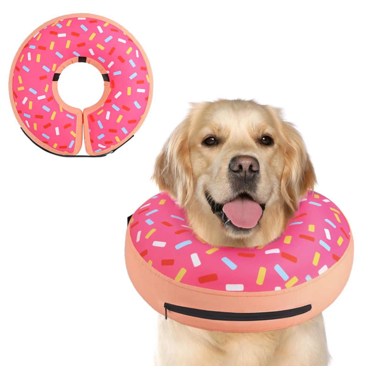 Supet Animal Recovery Collar Cone in L(Neck 12"-16"), Donut Pink