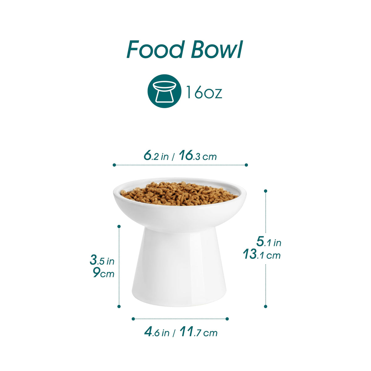 vancasso Pet Feeder in 2 Pack-Food Bowls, White