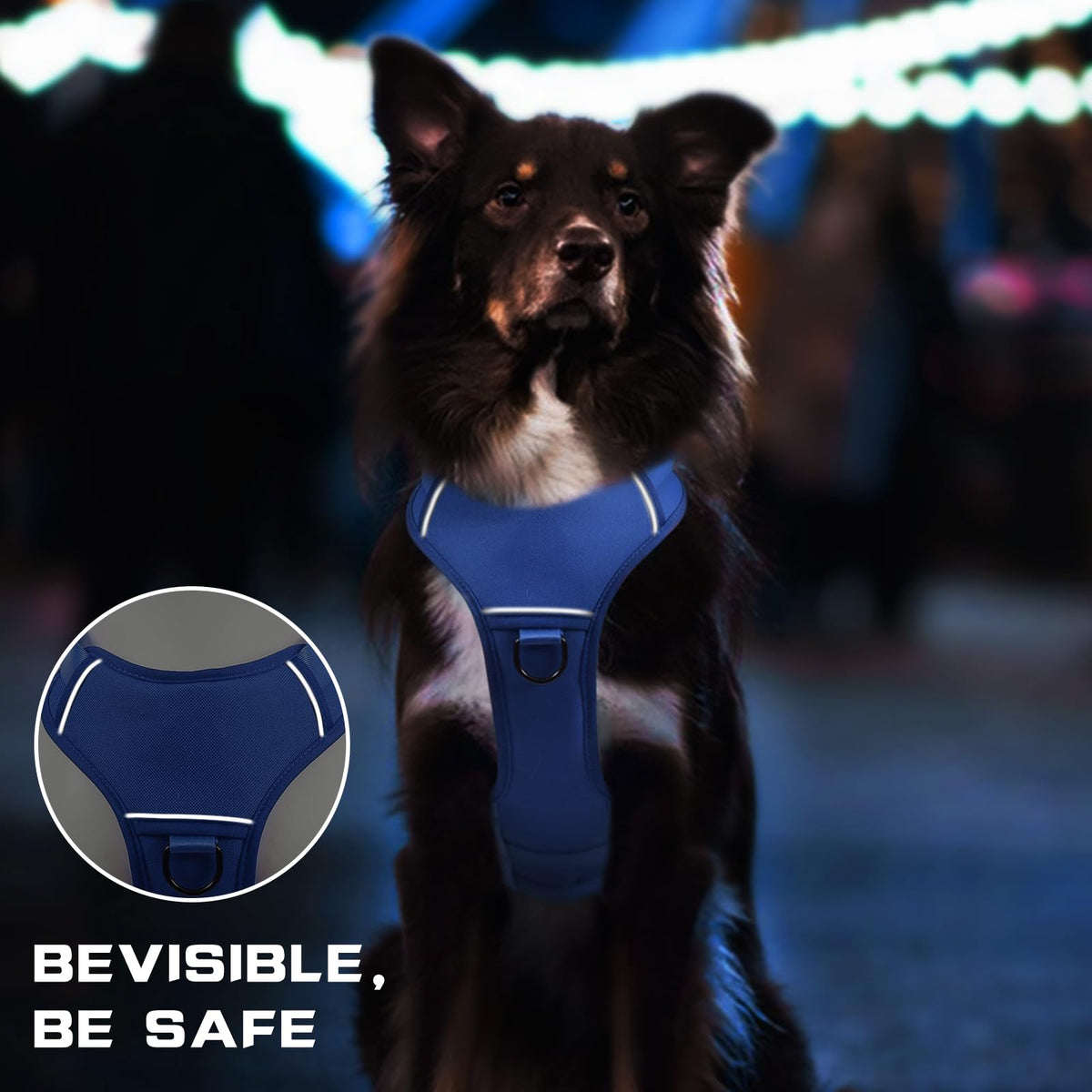 Jane Shine Animal Harness in S(Neck:14-18",Chest:17-24"), Blue
