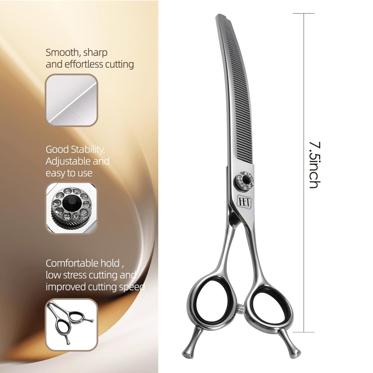 FENICE TOTEM Scissors in 7.5 inch, Curved Thinning
