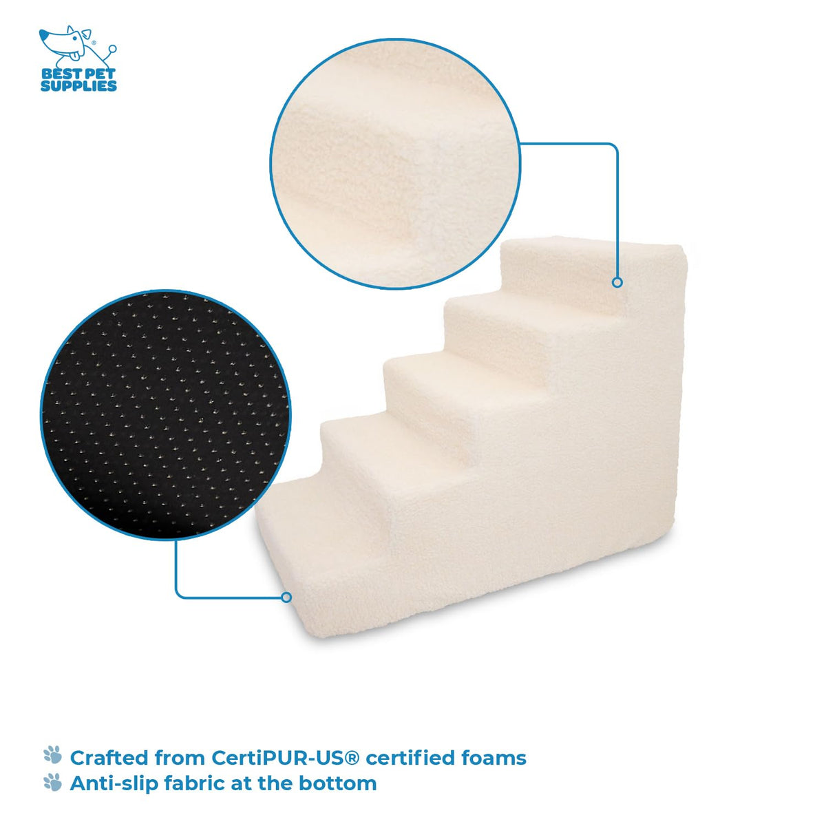 Best Pet Supplies Animal Stair in H: 22.5 Inches, Lambswool