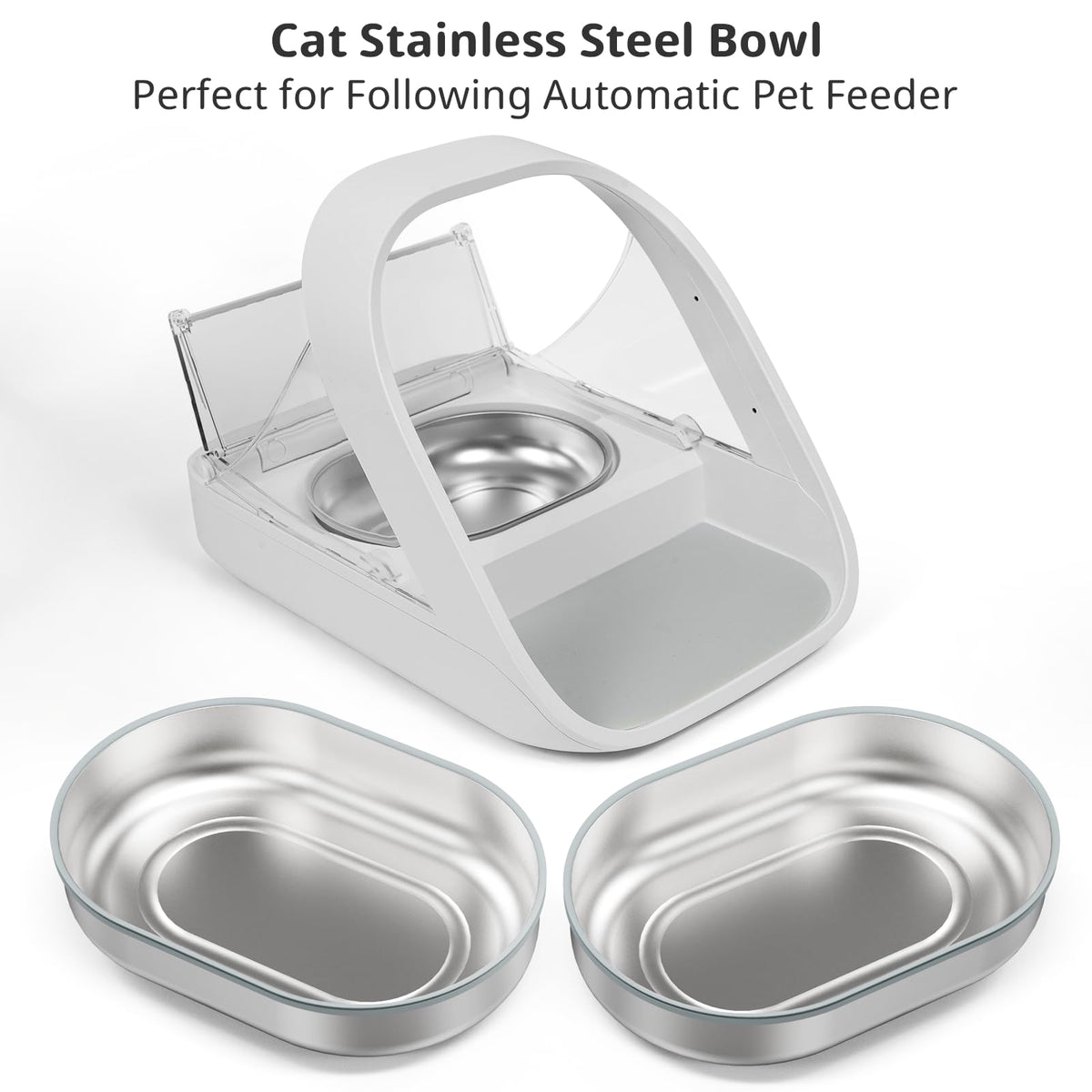 Baofum Pet Feeder in Silver Bowls