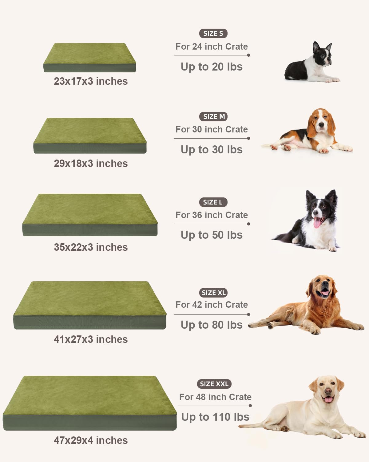 KSIIA Pet Bed Mat in 23.0"L x 17.0"W x 3.0"Th, Green