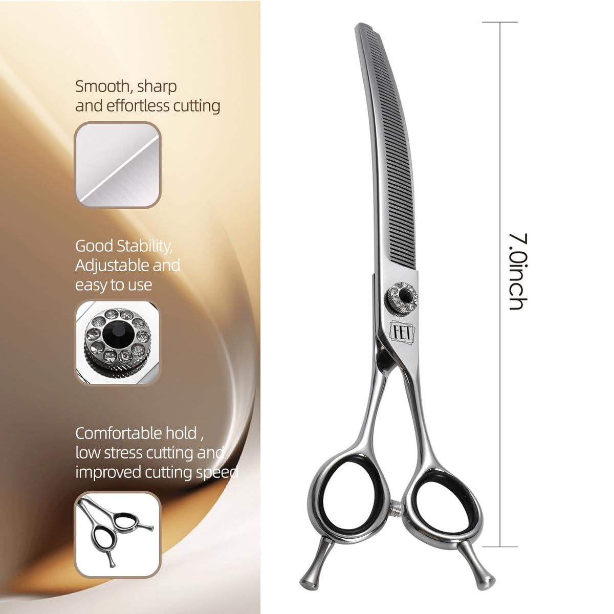 FENICE TOTEM Scissors in 7.0 inch, Curved Thinning