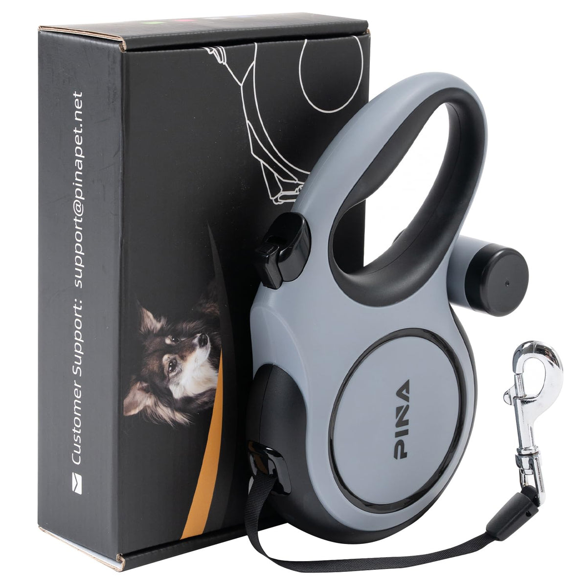Pina Leash in 26 ft, Grey