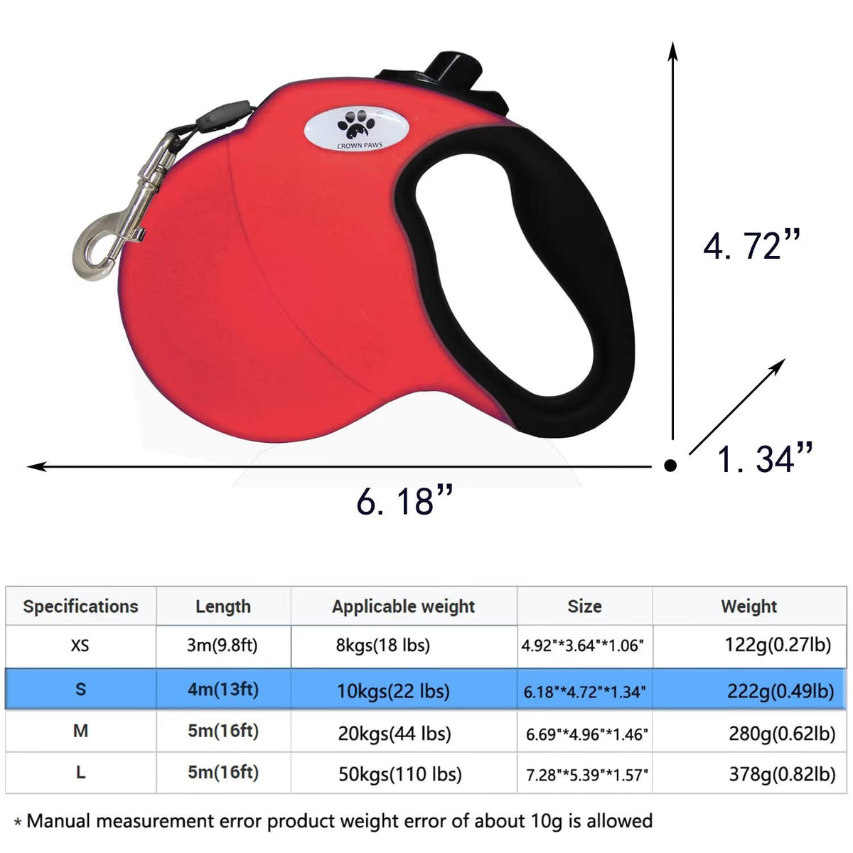 CROWN PAWS Leash in Small, Red