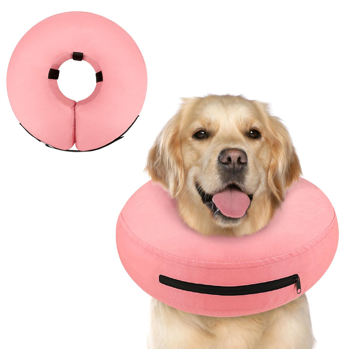 Supet Animal Recovery Collar Cone in L(Neck 12"-16"), Solid Pink