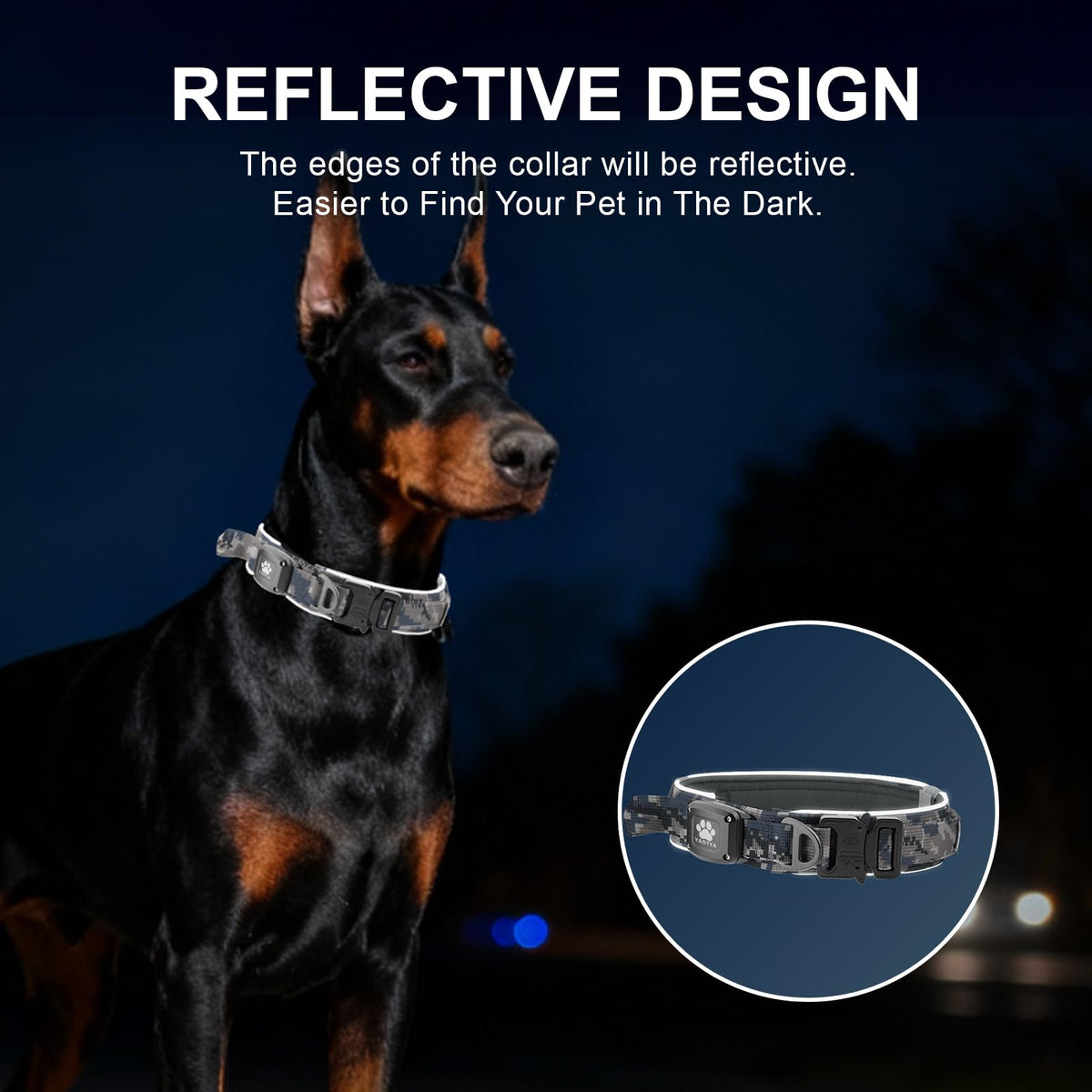 YaoTya Animal Collar in M(15"-18.5"), Camouflage Grey