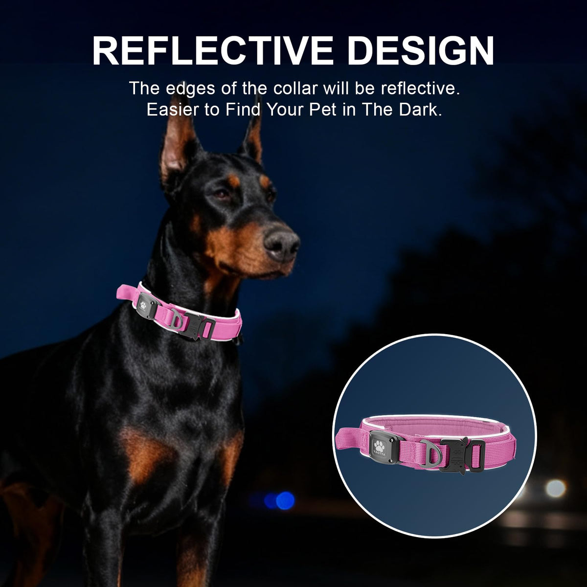 YaoTya Animal Collar in M(15"-18.5"), Pink