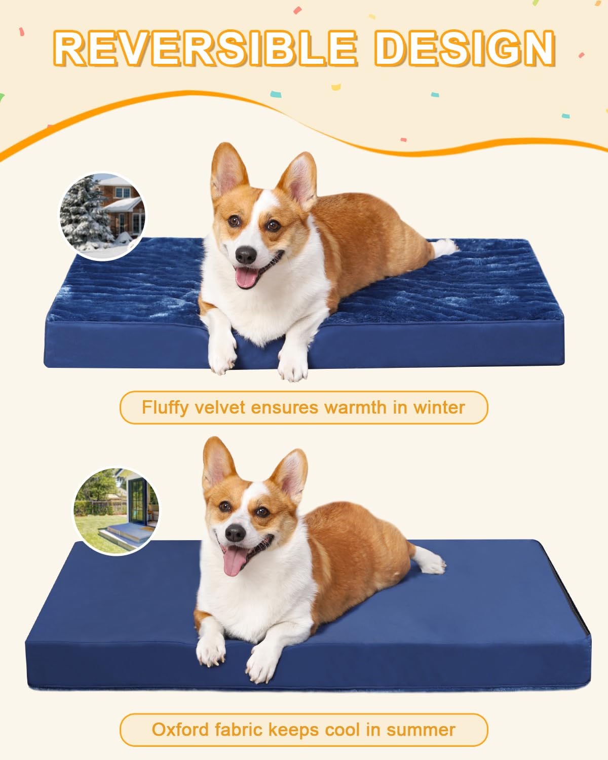 KSIIA Pet Bed Mat in 23.0"L x 17.0"W x 3.0"Th, Blue