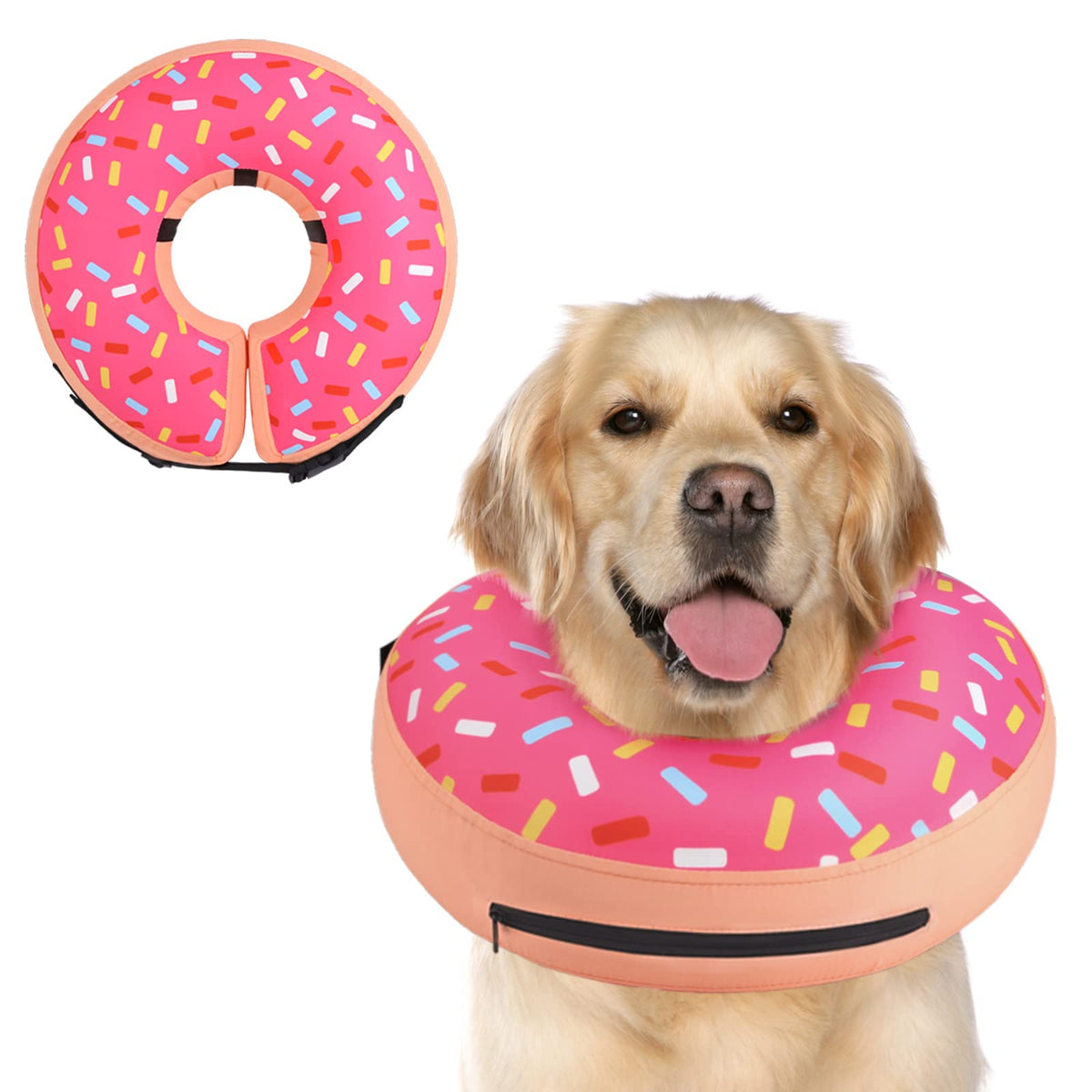 Supet Animal Recovery Collar Cone in L-(Neck 11"-14"), Donut Pink