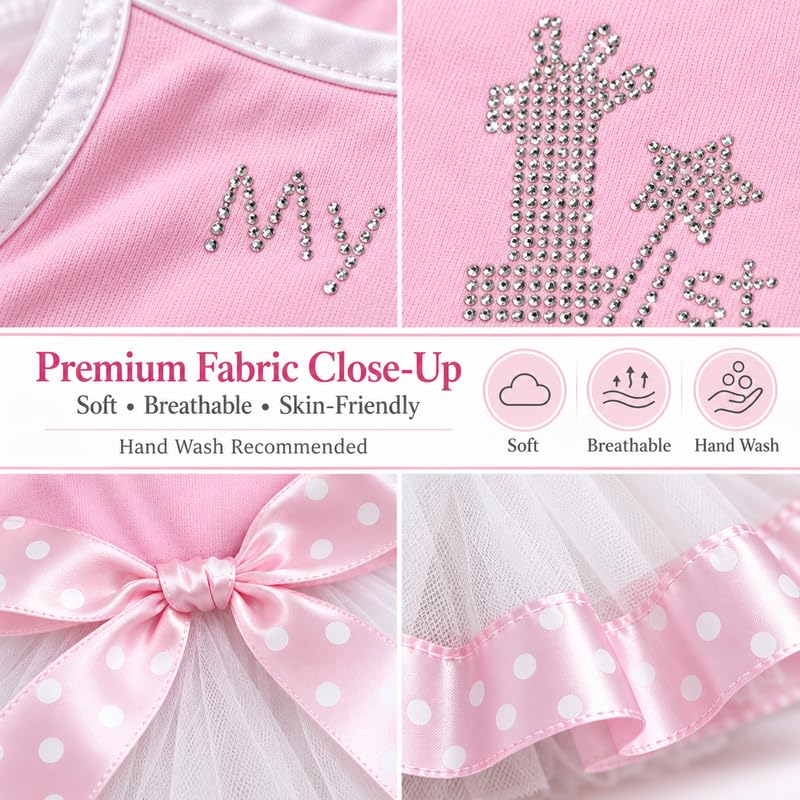 Petitebella Pet Apparel in X-Small, Pink/White Dots Ribbon