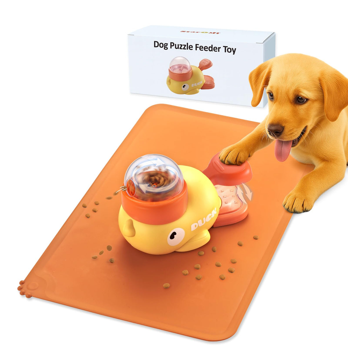 Star&Mi Pet Feeder in Duck-Yellow With Mat
